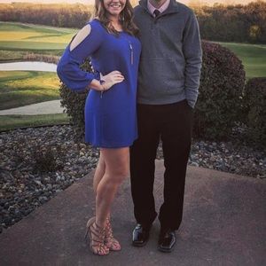 Women’s Royal Blue Long Sleeved Layered Sheer Dress